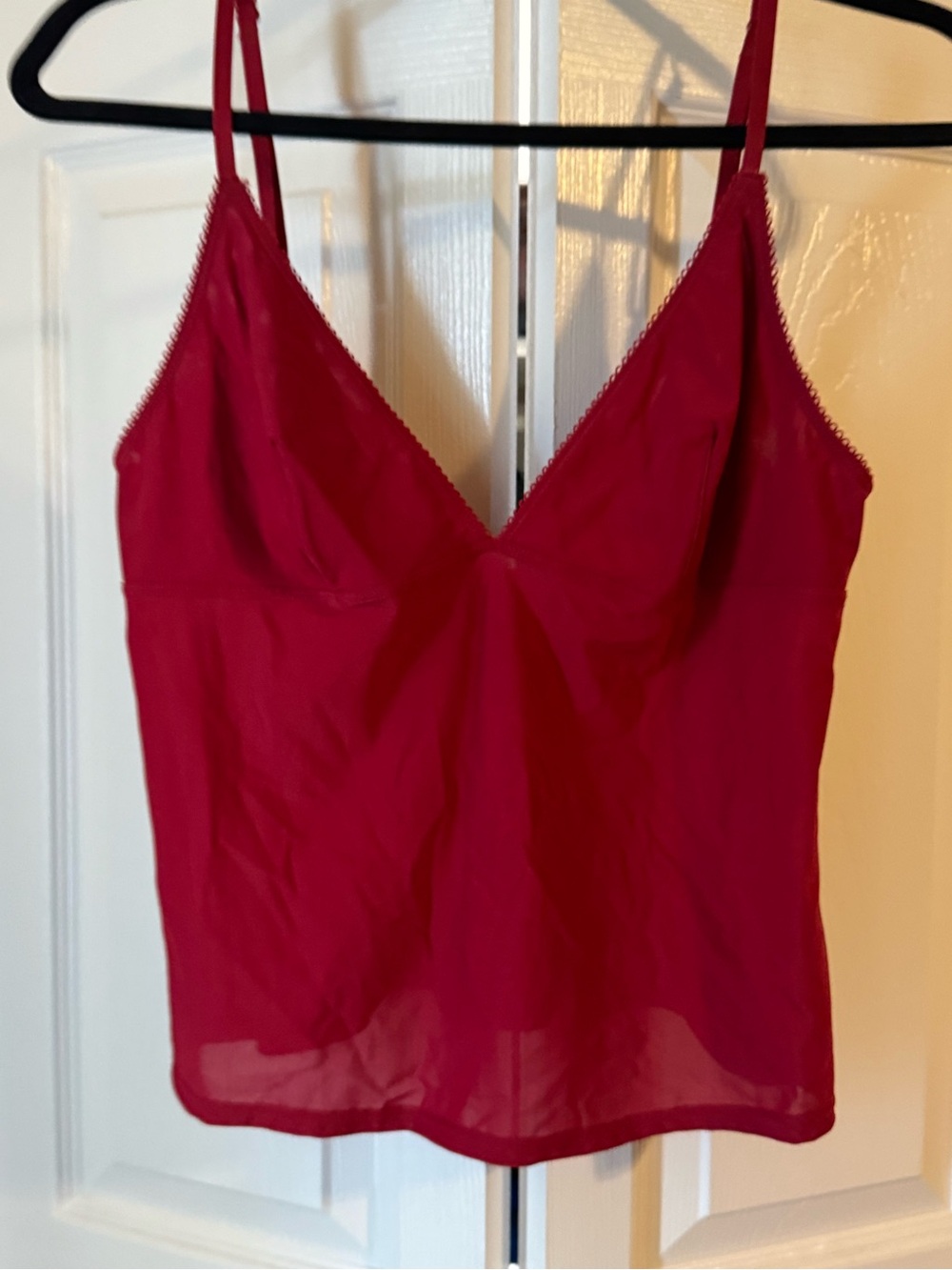 BDG Red Sheer V-Neck Camisole with Adjustable Straps - Picture 4 of 5